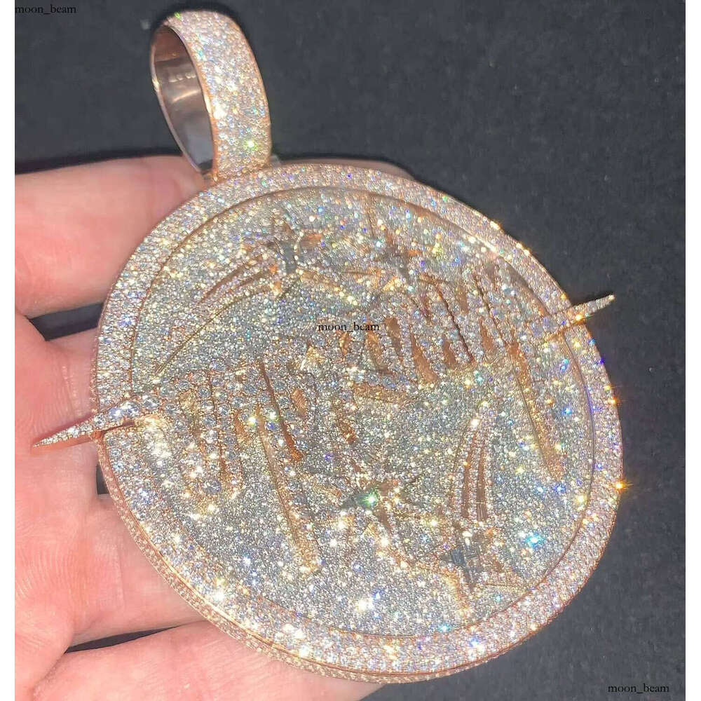 Iced Out VVS Moses Stone Shiny Men's Chain Necklace Big Personality Hip Hop Custom Pendant Charm