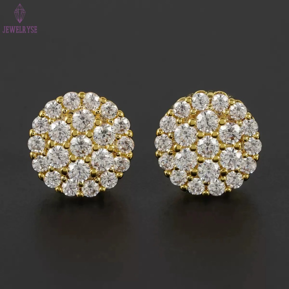 Fashion VVS Diamond Earrings Round Hip Hop Jewelry GRA Moissanite Screw Back Earring For Women
