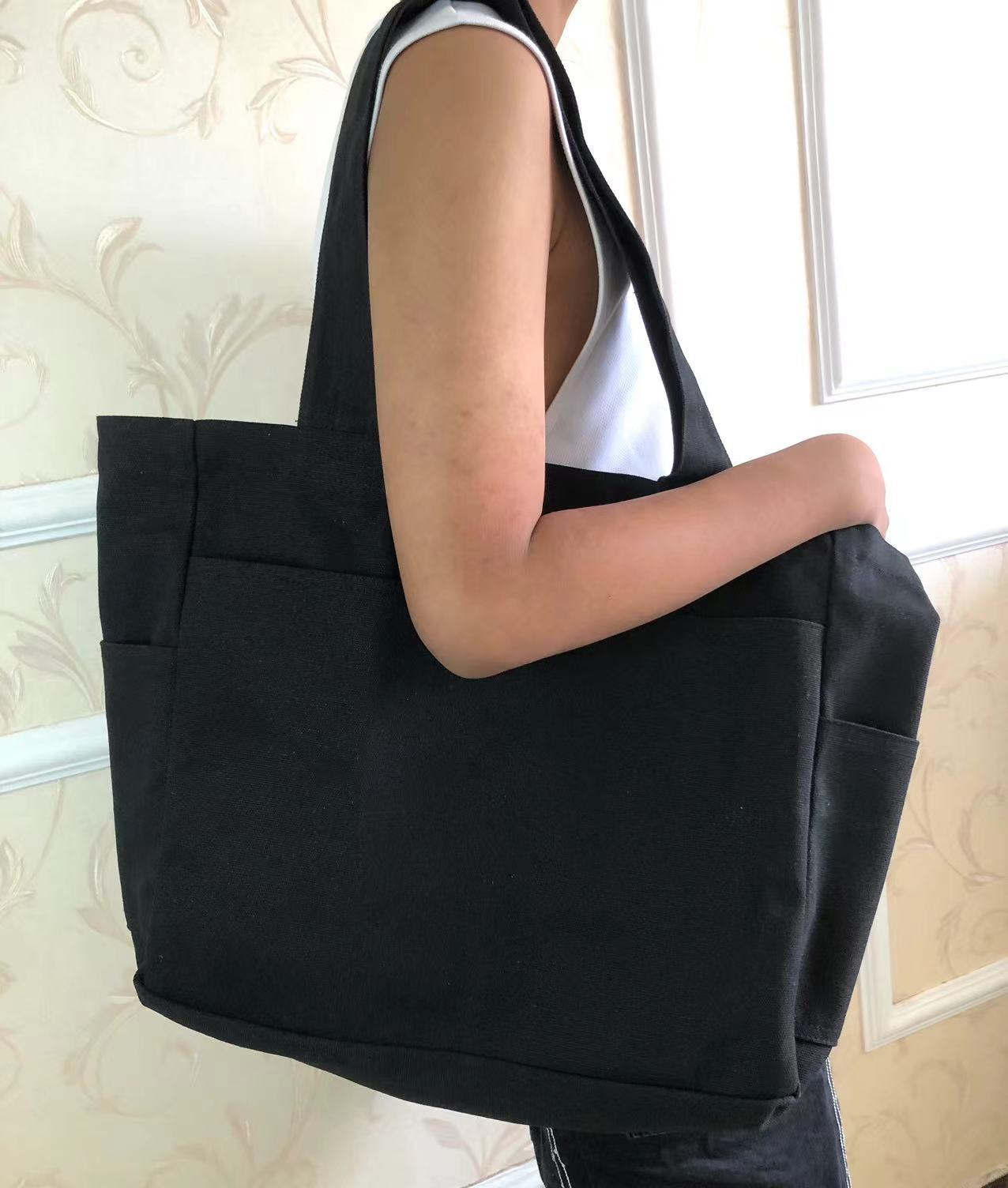 Stylish Japanese-style Denim Tote Bag - Spacious Shoulder Bag for Commuting, Shopping & Daily Use (Durable Canvas, Large Capacity)