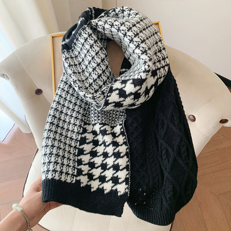 Knitted yarn scarf for women 2025 new winter warm and versatile Korean version student thick scarf
