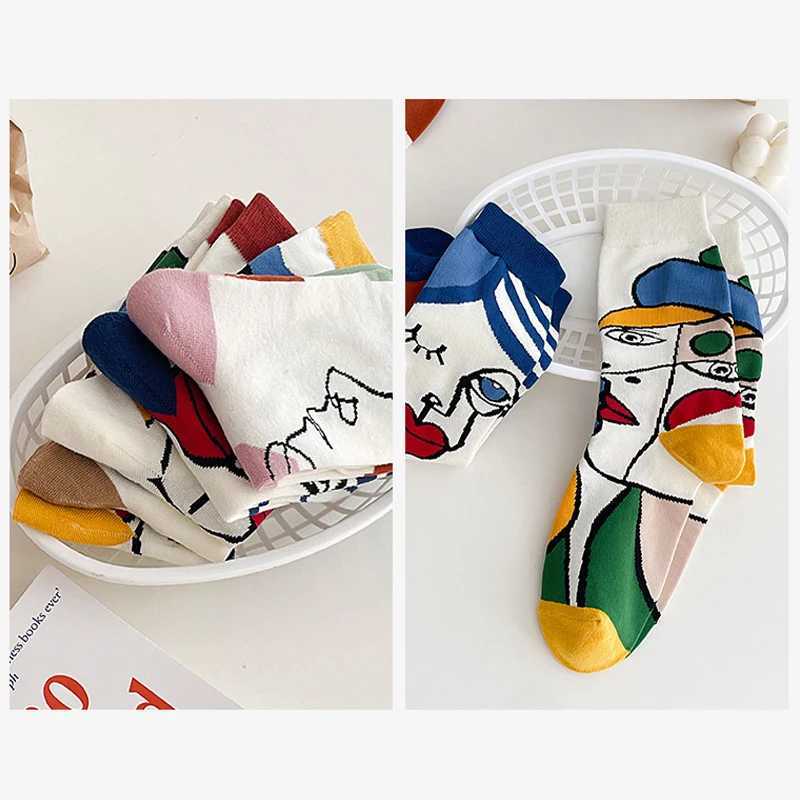 5 Pairs Graffiti Socks Winter Women Fashion Personality Tide Socks Ins Trend Couple Socks Letter Embroidery Cotton Socks Funny J251128