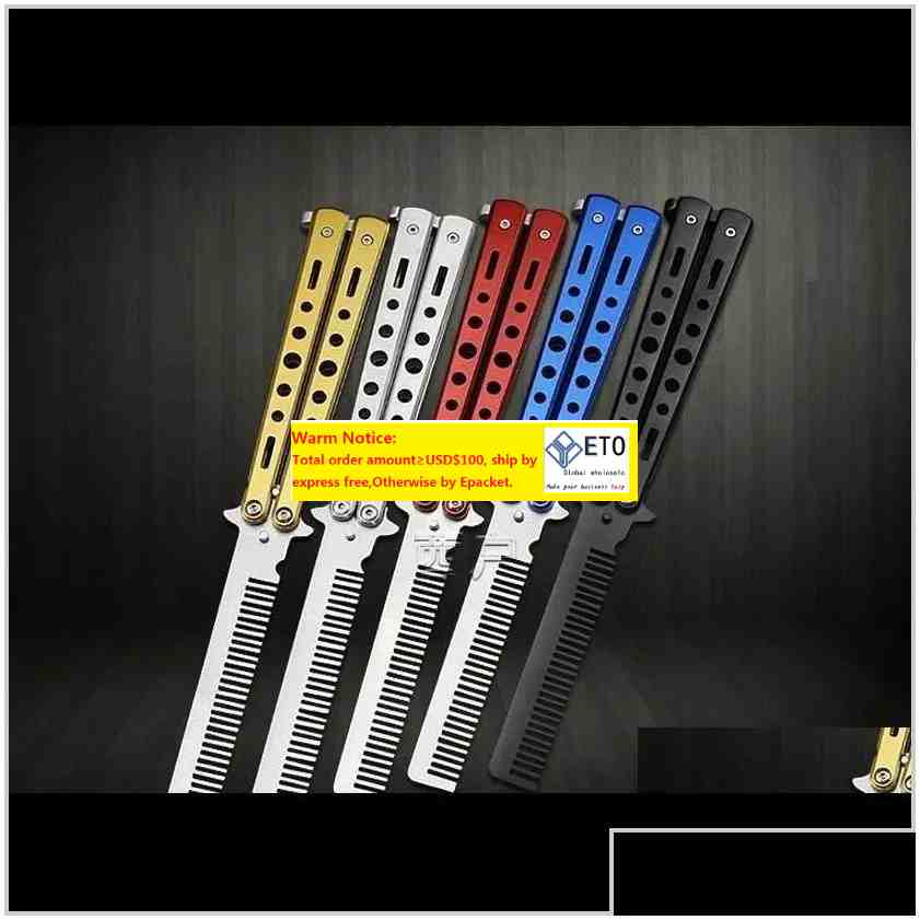Hair Brushes 100Pcs Fashion Delicate Pro Salon Stainless Steel Folding Training Butterfly Practice Style Knife Comb Tool Jwgde Djlet D Dhlvu 369 LL