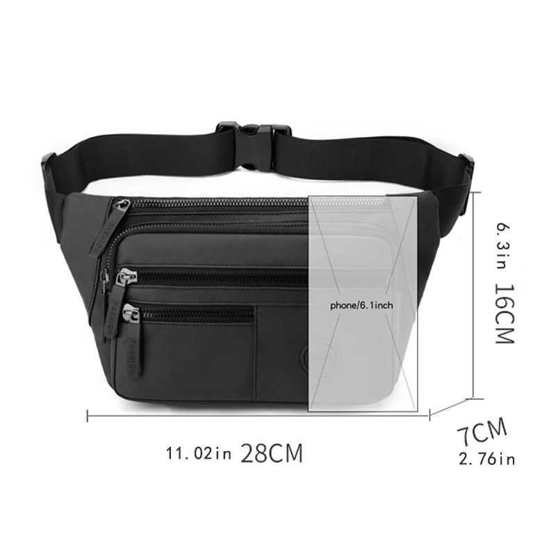 Mens multi compartment cross waist bag with adjustable strap and travel necessities suitable for daily commuting outdoor andT251128