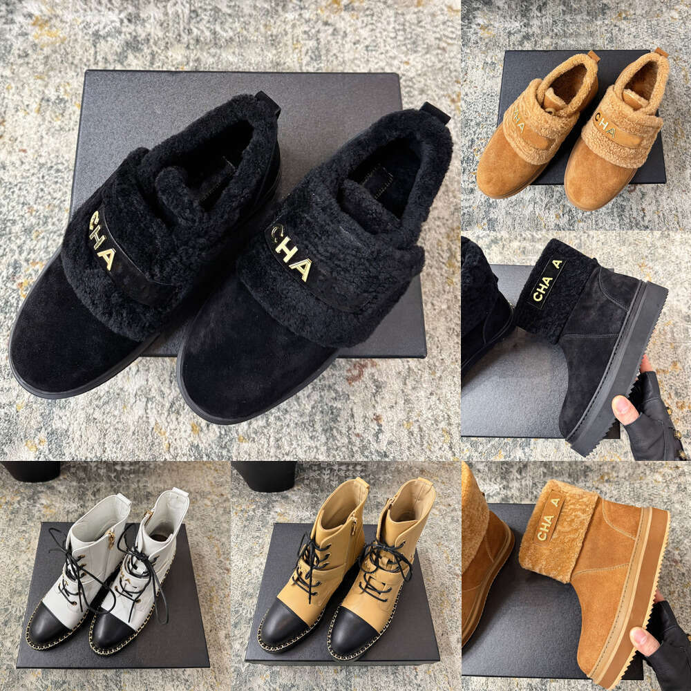 10 A Designer Shoe luxury Ankle Boots Short Boots Woman Round Toe Thick Sole flat Suede leather Shearling Wool Warm snow boot Martin boots knight boots fashion shoes