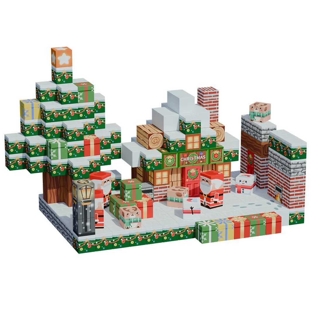 STEM Sensory Montessori Stacking Cubes Construction Set Magnetic Building Blocks Magnet Cube Mine Set Toys Birthday Gift Y251128