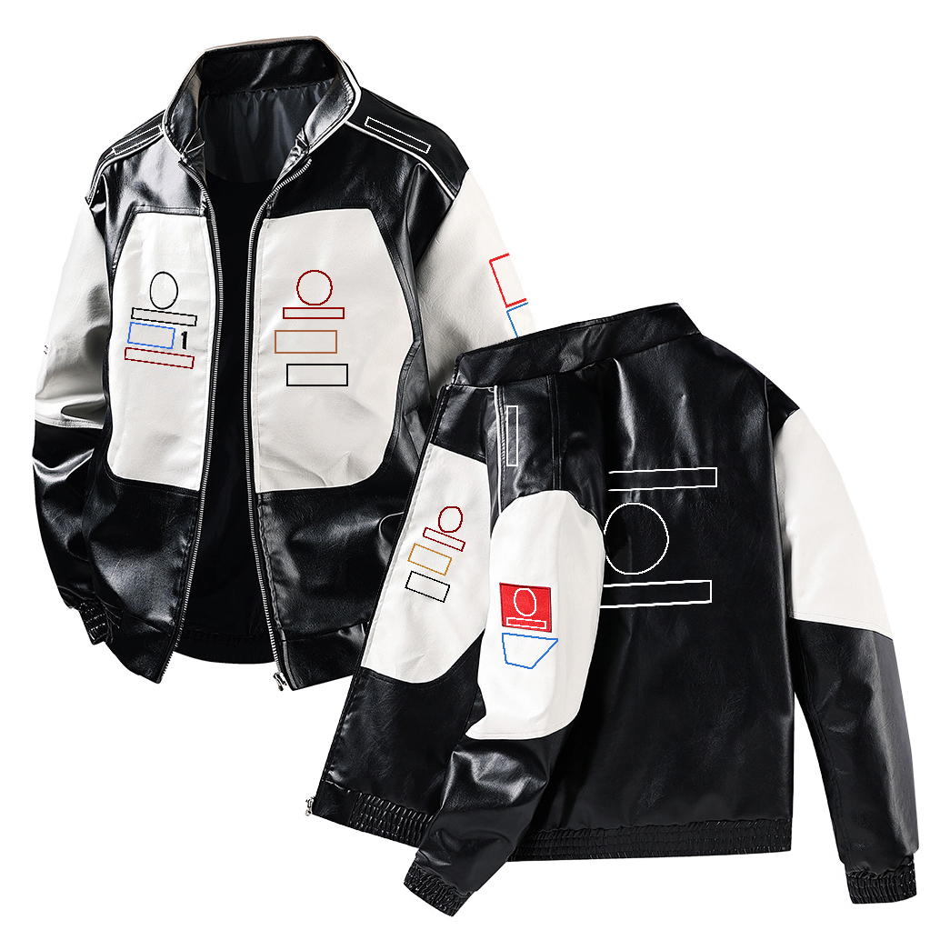 2025 New F1 Racing Windproof Motorcycle Riding Zip for Men/Women Vintage Biker Style Leather Jacket Warm Coat Unisex