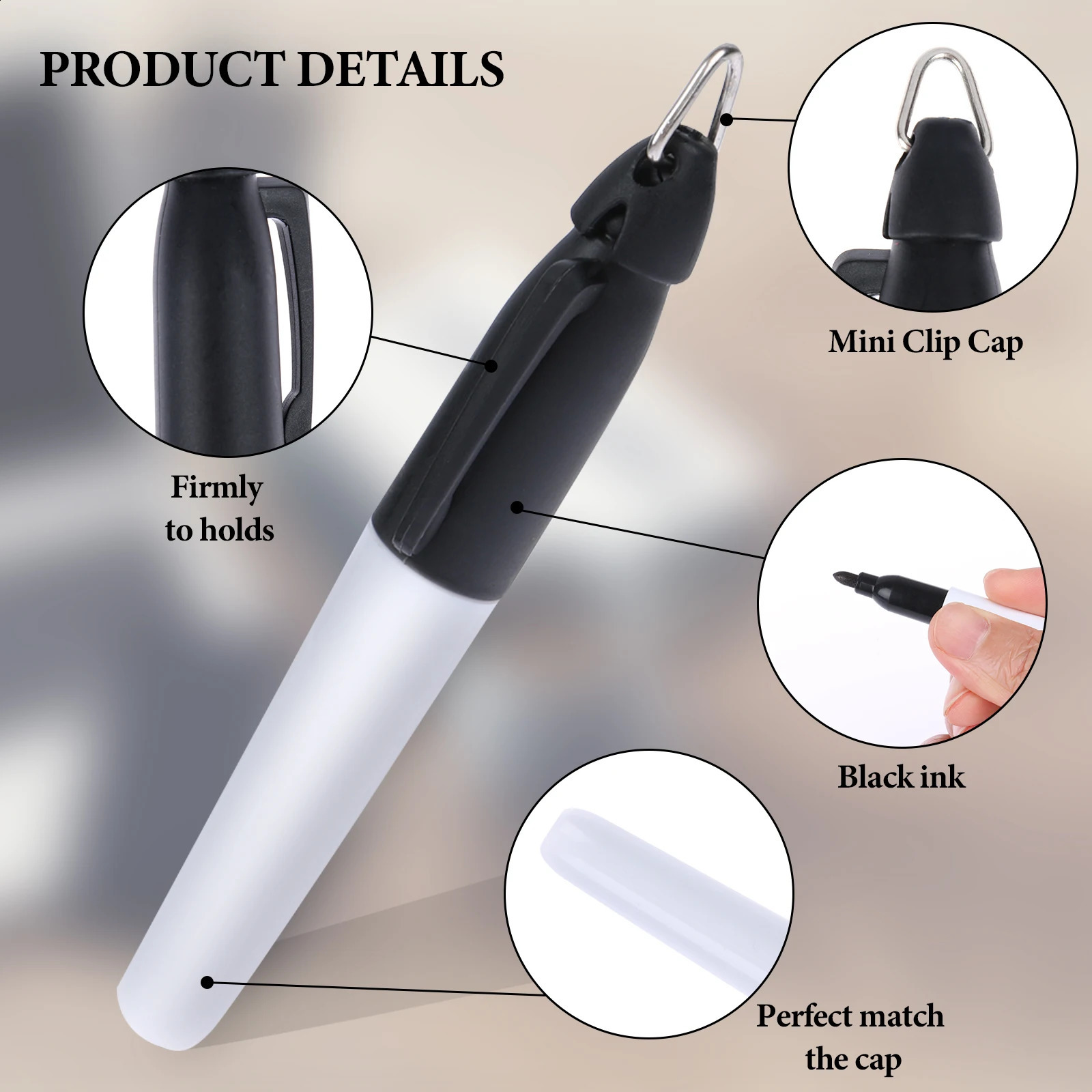 50 Pcs Vibrant Colors Fade-Resistent Mini Permanent Markers with Cap Clips Golf Ball Marker Pen 250428