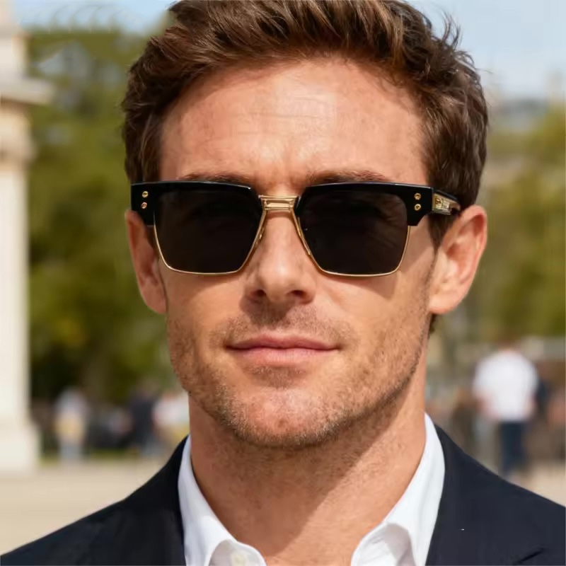 Computer Gaming Glasses Optical Work Daily Anti Blue Light Blocking RX Myopia Prescription Sunglasses Retro Half Rim Square OL Business Men, CB Fashio