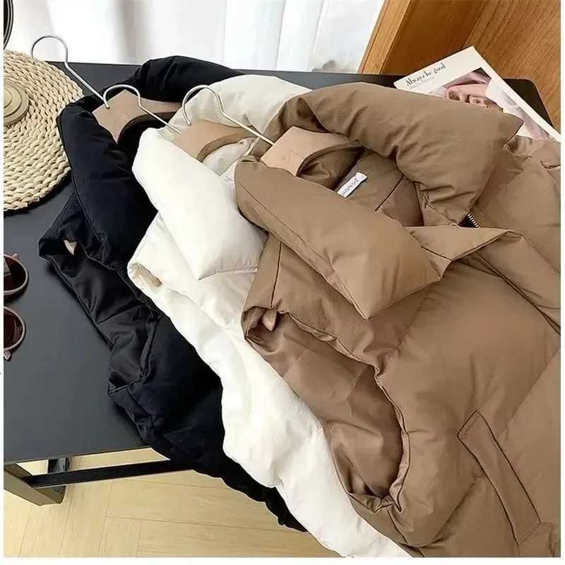 2025 New Winter Warm Cropped Vest Jackets For Women Fashion Sleeveless Stand Collar Zip Up Puffer Waistcoat Street Style OutwearT251128