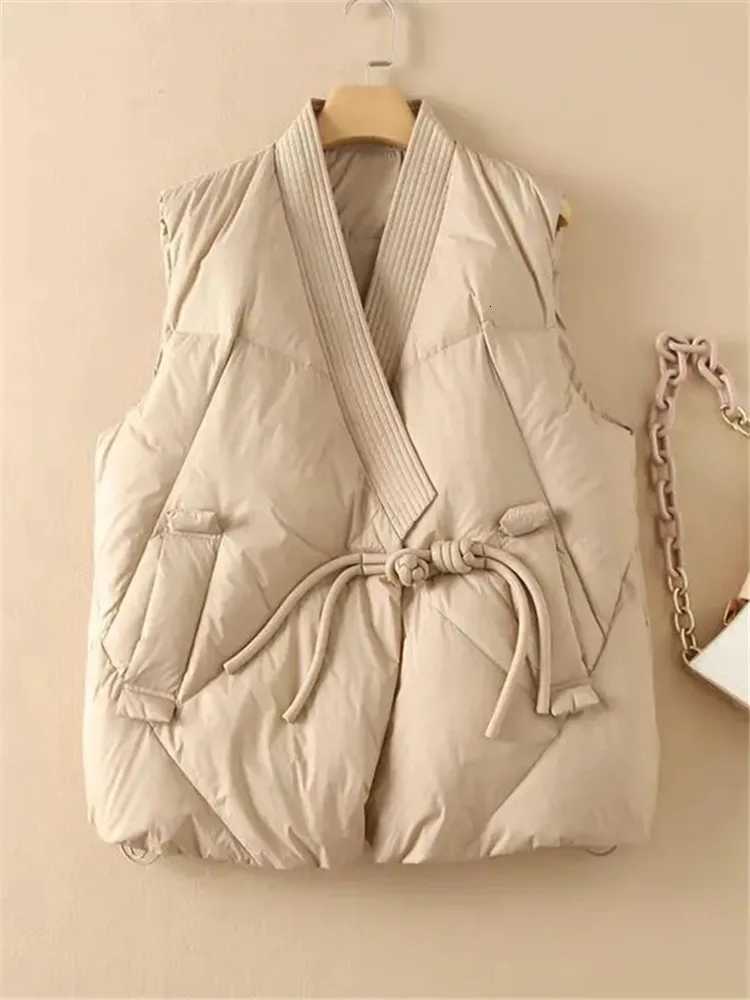 2025 New Winter Coat Cropped Vest Jackets For Women Fashion Sleeveless Puffer Waistcoat Street Style Vests Black Khaki OutwearT251128