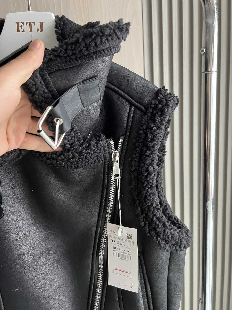 Womens Faux Fur Leather Jacket with Taffeta Lining - 2024 New Product Teddy Fur Collar Warm Leather Jacket for WomenT251128