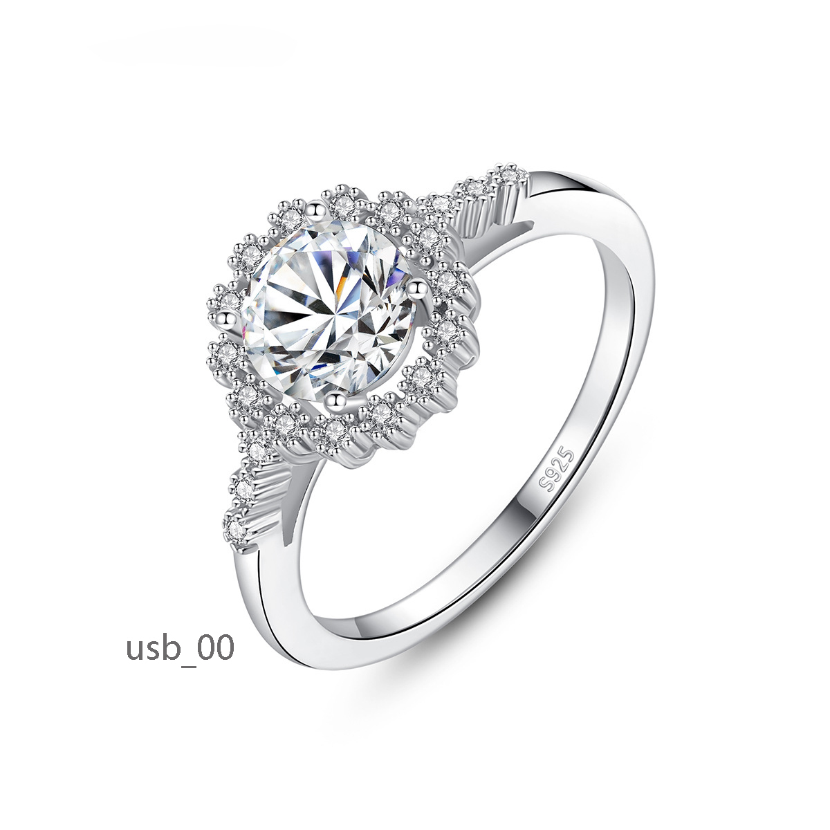 Light Luxury Simple Big Diamond Ring 925 Sterling Silver Engagement Wedding Flower 1ct Moissanite Ring