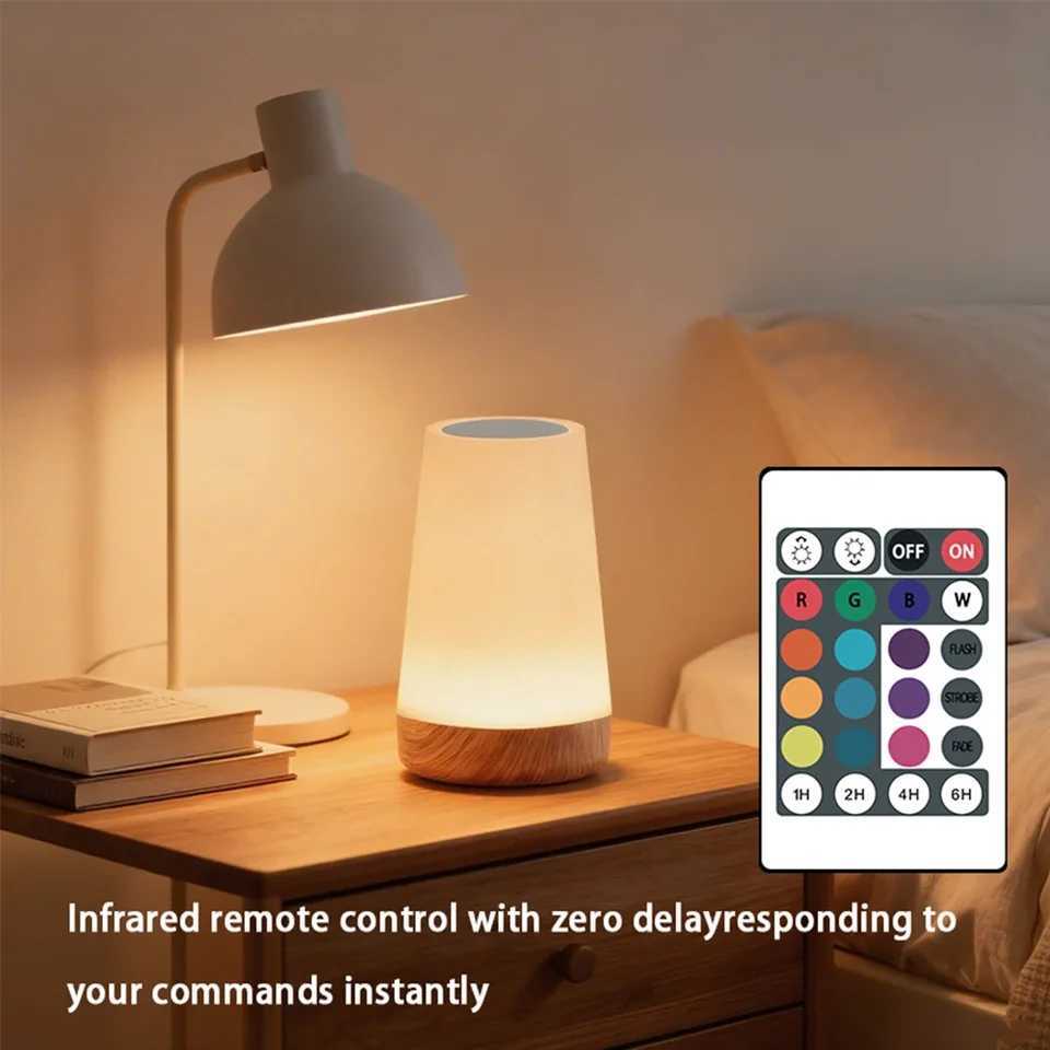 13 Color LED Changing Night Light Remote Control Touch USB Rechargeable RGB Night Lamp Dimmable Lamp Portable Table Bedside Lamp M251128