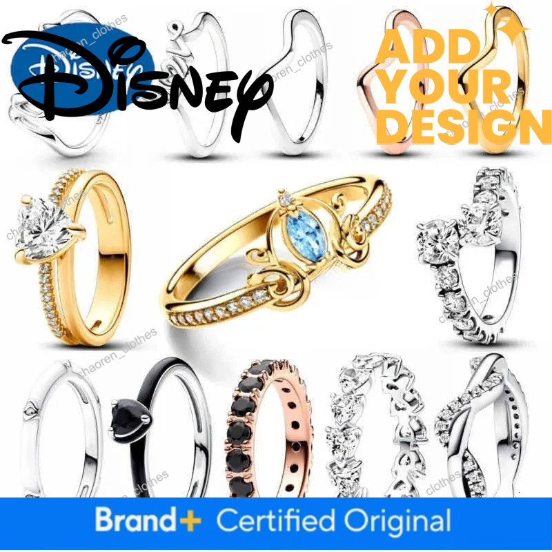 Designer ring Disney custom New Ring-Disney Cinderella Carriage-Me Black Chakra Heart-Row Of Hearts Eternity-Fit Original Pandora Jewelry Women luxury DIYGift