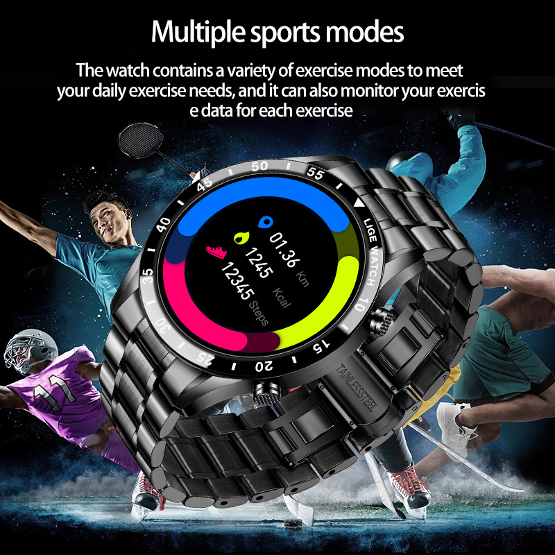 LIGE's new multifunctional smartwatch with Bluetooth calling, step counting, blood pressure, heart rate detection, waterproof watch