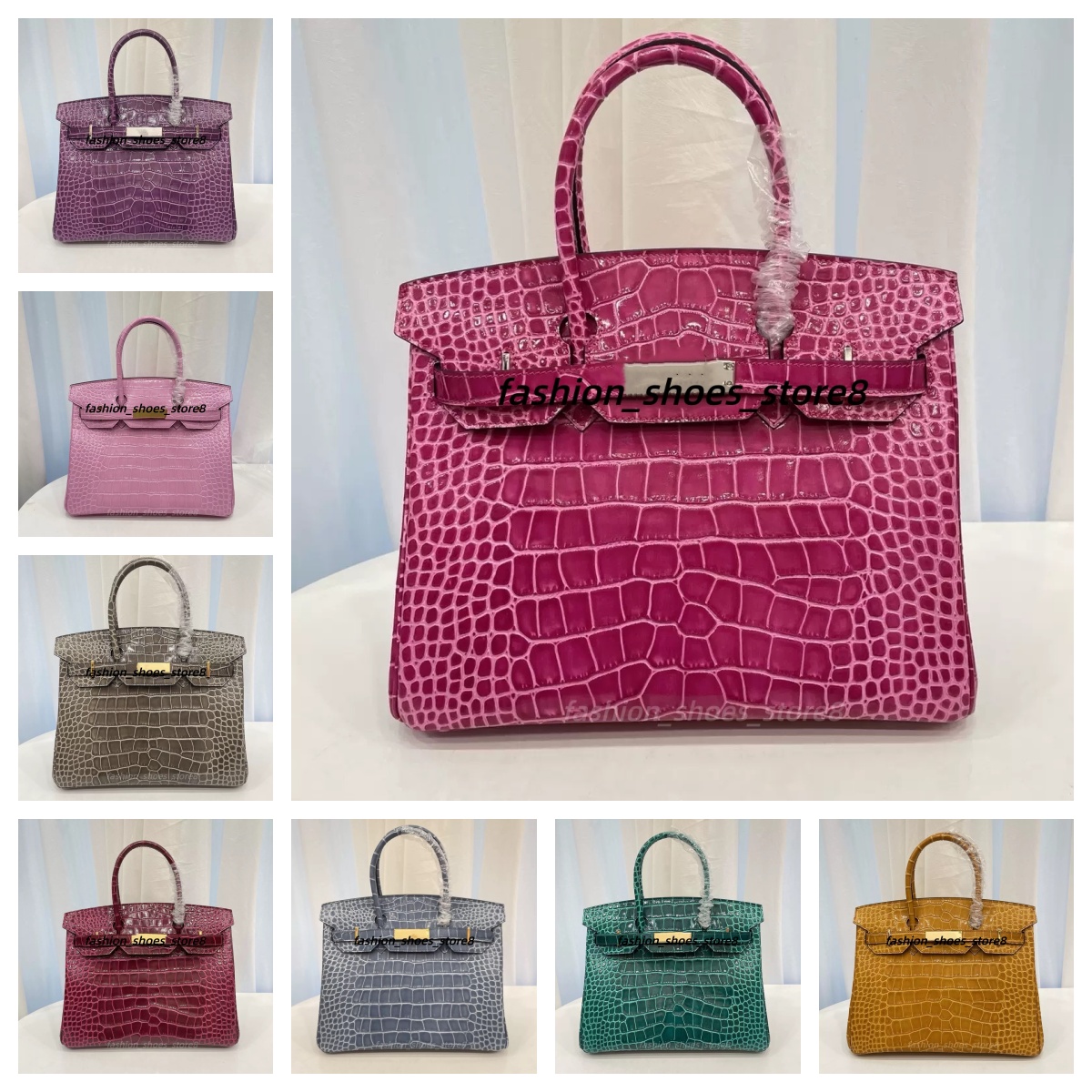 Totes Women Handbag Crocodile Leather Genuine Leather Color Block Handmade Large Capcity ghjfhb