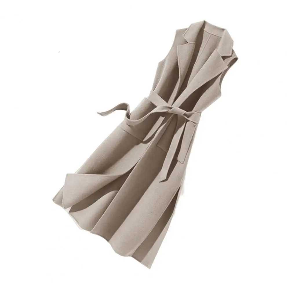 Women Autumn Vest Thermal Turn-down Collar Sleeveless Open Stitch Cardigan Elegant Lady Winter Waistcoat Notch Collar Women VestT251128