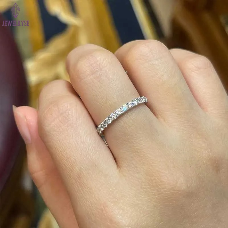 ANZIW 2 Carat All Moissanite Ring Bridal Sets Silver 925 Solitaire Engagement Wedding Rings Stackable Eternity Bands for Women