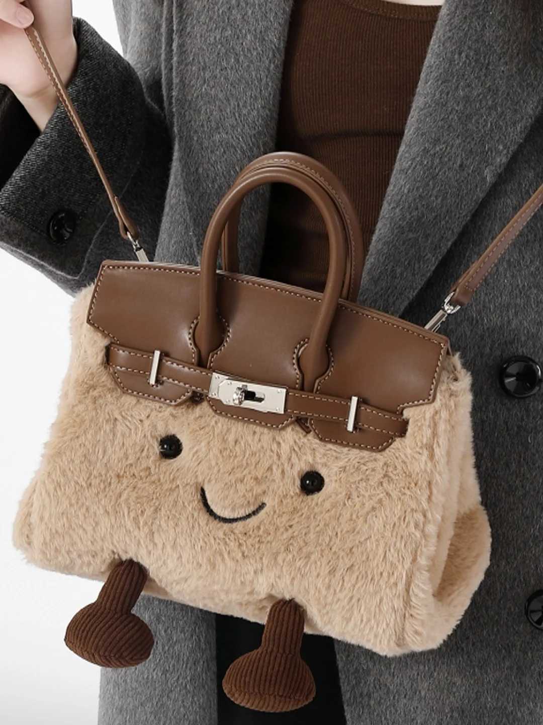 Plush cute crossbody bag doll fiable fur autumn and winter handbag H251128