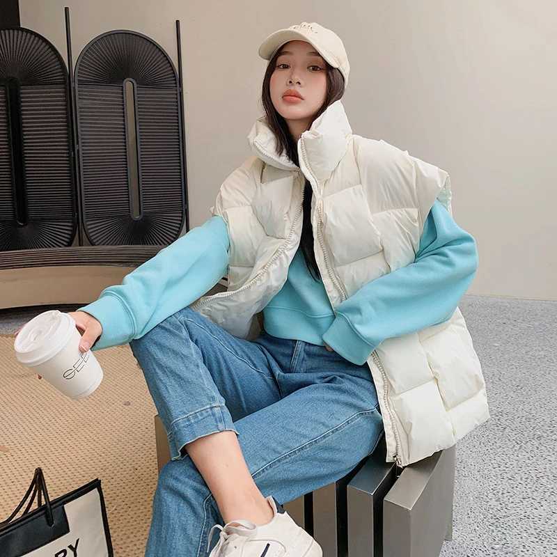 2025 New Padded Vests Winter Coat Ladies Jackets Oversize Women Vest Puffer Outwear Sleeveless Warm Fashion Long Loose Vest CoatT251128