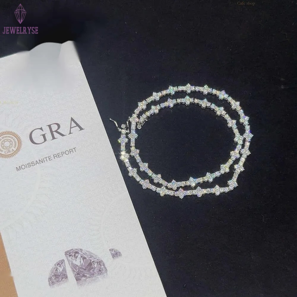 Designer 3mm New Style Hip Hop Moissanite Tennis Chain Bracelet Pass Dia Tester GRA Sier vvs tennis moissanite chain women mens fashion cuban k neckla
