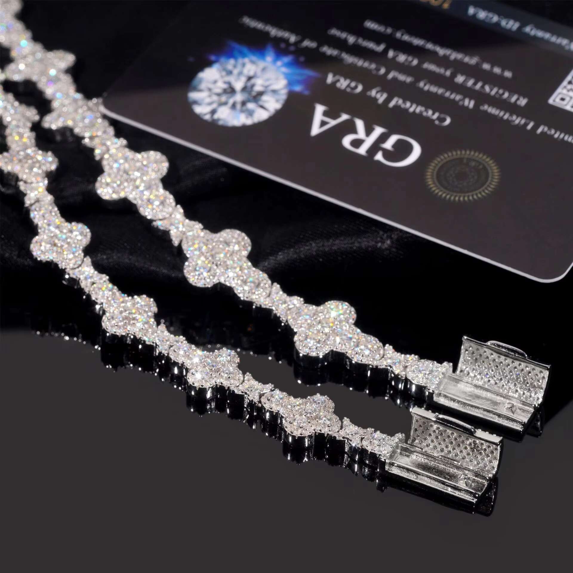 Hot 10/13mm 925 Sterling Silver Moissanite Bracelet for Men Women Cross-Border Hip Hop Style Cross Trendy Personalized Jewelry