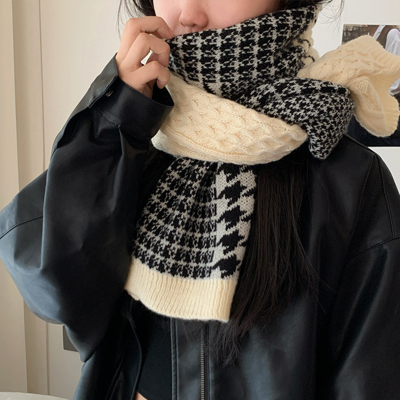Knitted yarn scarf for women 2025 new winter warm and versatile Korean version student thick scarf