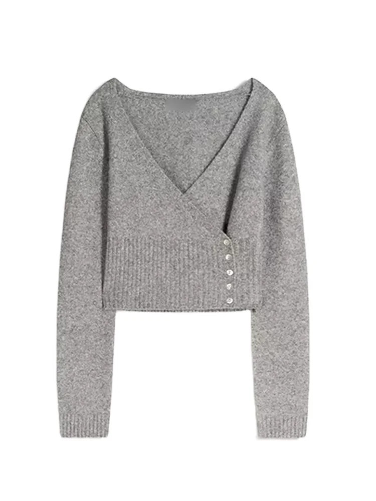 Wrap Knitted Sweater For Woman Trendy Casual Shirts Slim Fashion Outwear Autumn Sexy Woman Casual Clothes Demi-season Jacket 251128