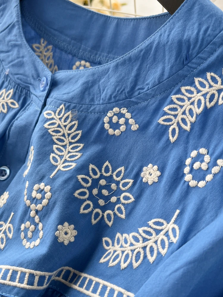 Women Long Dress Spring Autumn Long Sleeved Retro Embroidered Floral Loose Long Dresses Ladies Elegant Robe