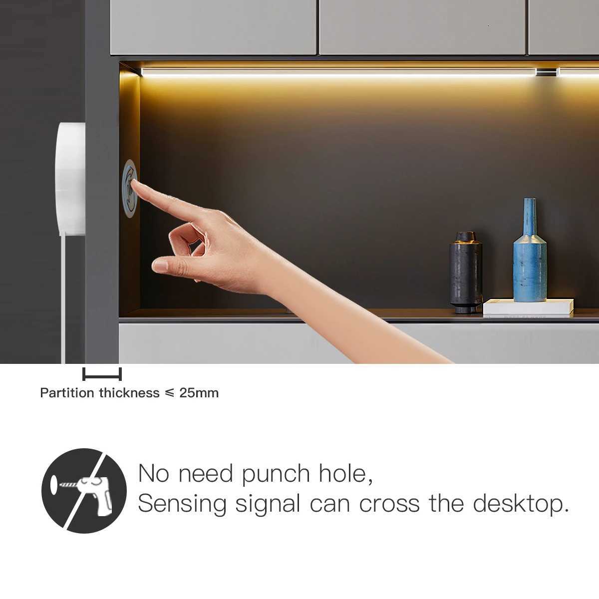 Penetrable Wood Touch Sensor Dimmable LED Lights Motion Sensor Under Cabinet Kitchen Light Aluminum Bar Lamp Wardrobe Shelf Deco M251129