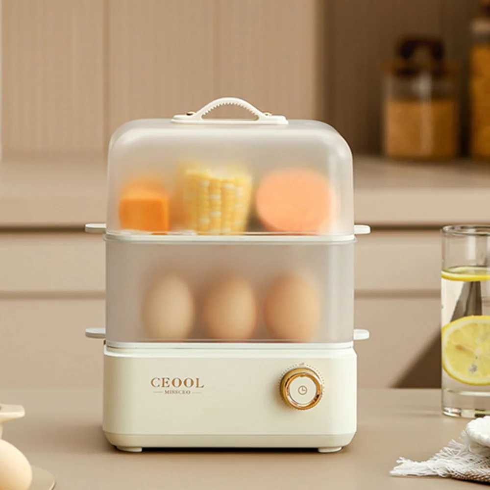 Automatic Steamer Breakfast Machine Egg Custard Steaming Cooker Food Warmer Double layer Electric Egg Cooker Timed Egg Boiler C251129