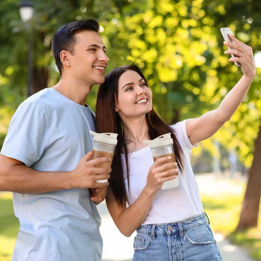 Electric Self Stirring Mug Protein Powder Milkshake Shaker Bottle USB Charging Shaker Cup with Scale 15 Oz Water Cup BPA FreeT251129