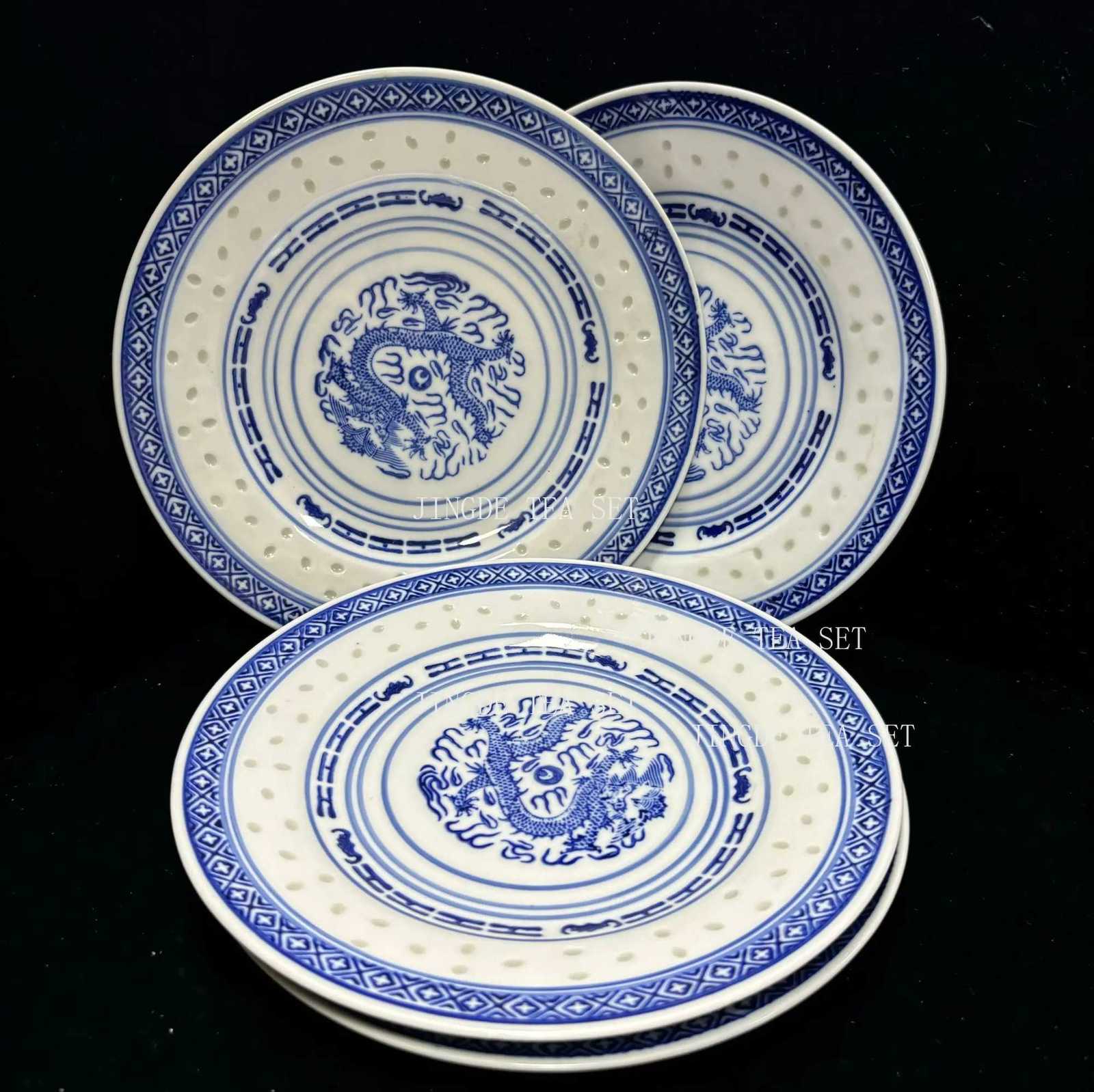 Luxury 1pc Old Style Ceramic Restaurant Plates Serving Plate He/Store Bone Plate Traditional Chinese Dragon Pattern Kitchen Utensils Y251129