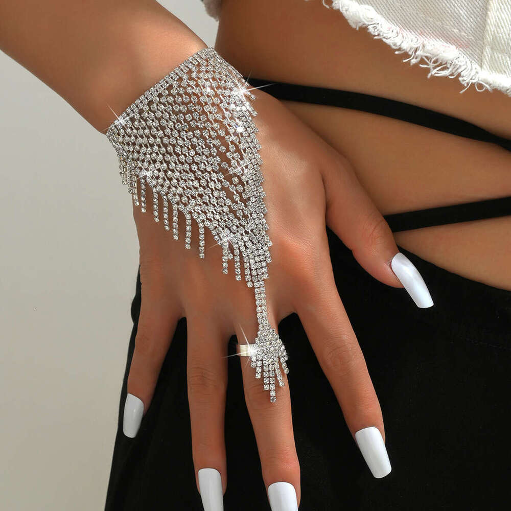 Women's Sparkle Ring with Crystal Accents & Flowing Tassels Perfect for Stage Shows