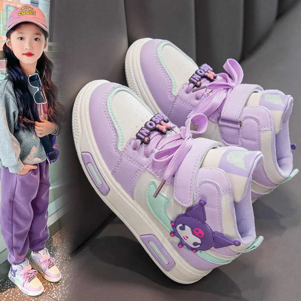 Sanrio Kuromi My Melody Girls Spring Autumn Fashion Versatile Non-Slip Lightweight Sports Leisure Soft-Soled High-Top Sneakers H251129