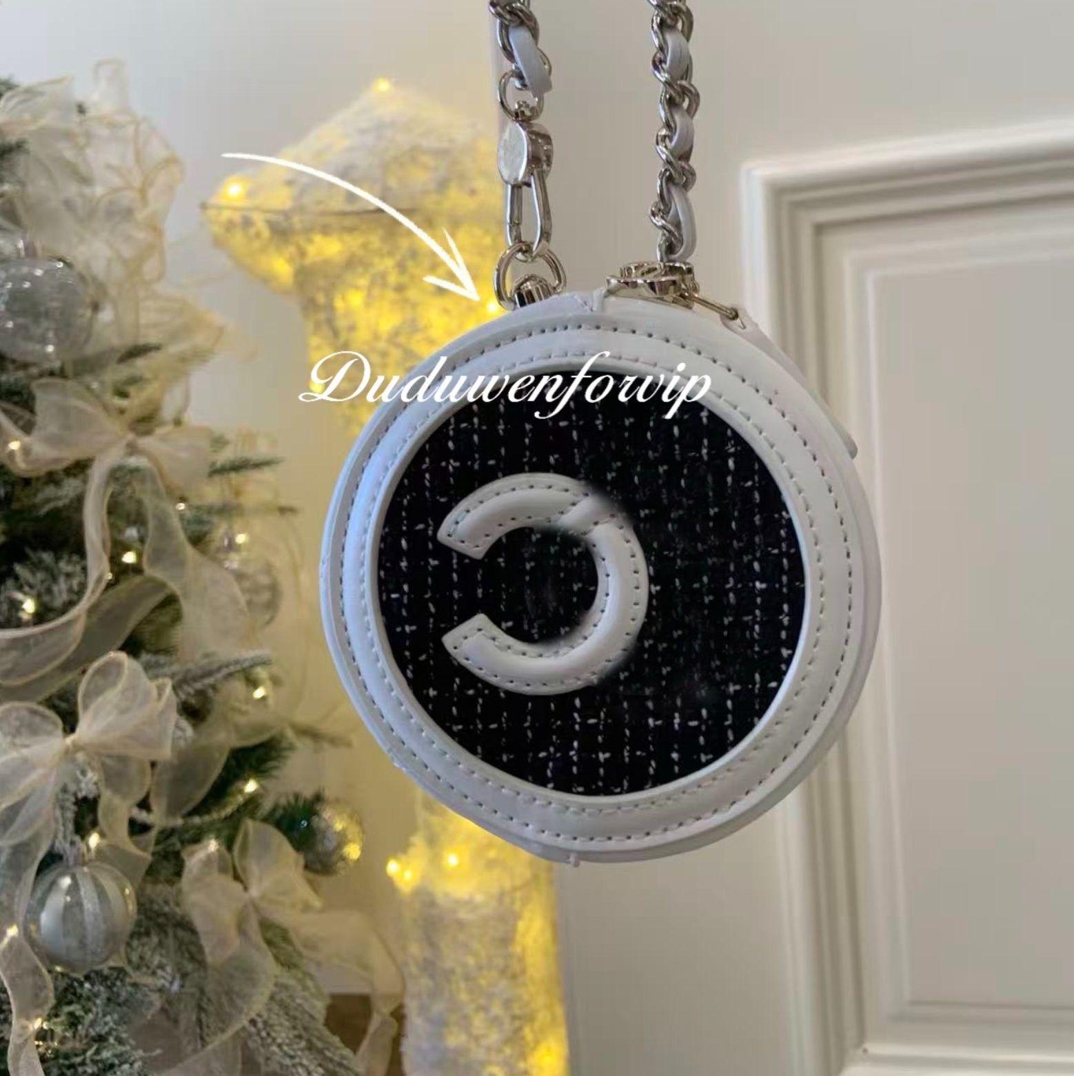 10X3CM Round Storage Bag Compliments.gift C organization headphone Tweed bag hanging decoration convenient key bag