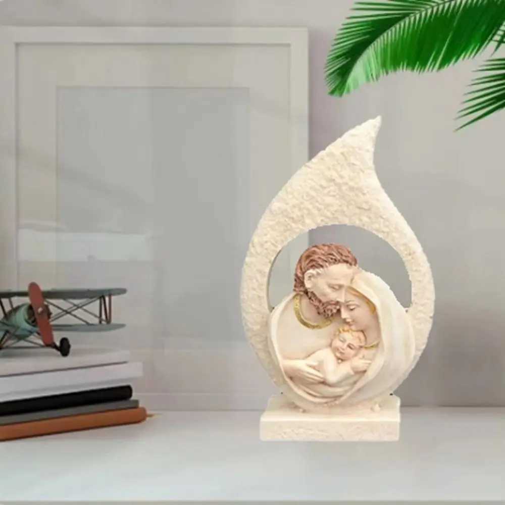 Creative Exquisite Sacred s Statue Painted Handmade Holy Family Figurine Crafts Resin Nativity Ornaments Christmas Gift H251129