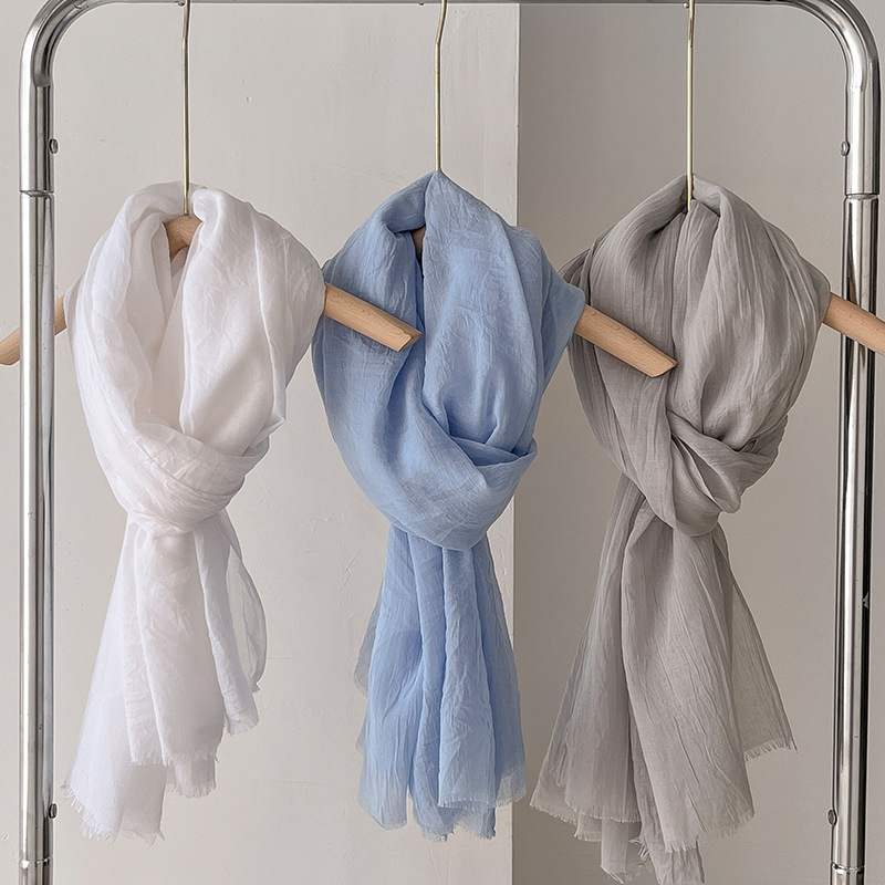 K572 Thin women's desert shawl color winning cotton and linen beige versatile scarf Xinjiang travel sunscreen scarf