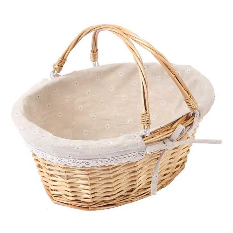 Gift Flower Girl Basket For Kids Woven Wicker Flower Picnic Gift Flower Girl Basket For Kidss Storage Wedding Storage Basket Y251129