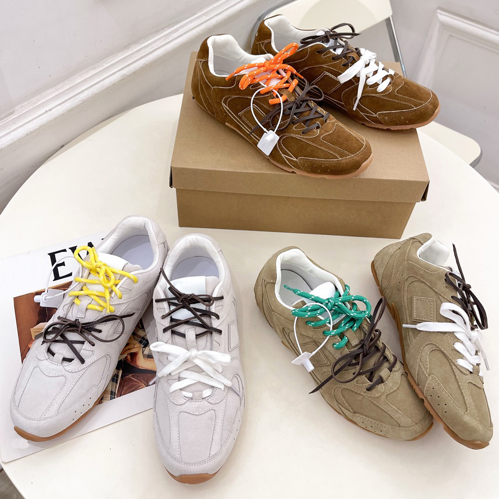 Top luxury brand designerSL suede sneakers Nubuck Leather Lace-up Casual loafer Women Men Flat Luxury designer Athleisure shoes Factory footwear 35-45