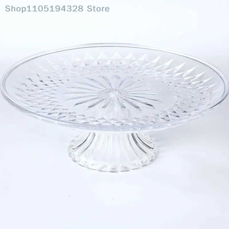 1PC 15/20/25/30cm Acrylic Serving Plates Fruit Dessert Salad Tray Cupcake Display Stand Round Dinner Plate Kitchen Supplies Y251129
