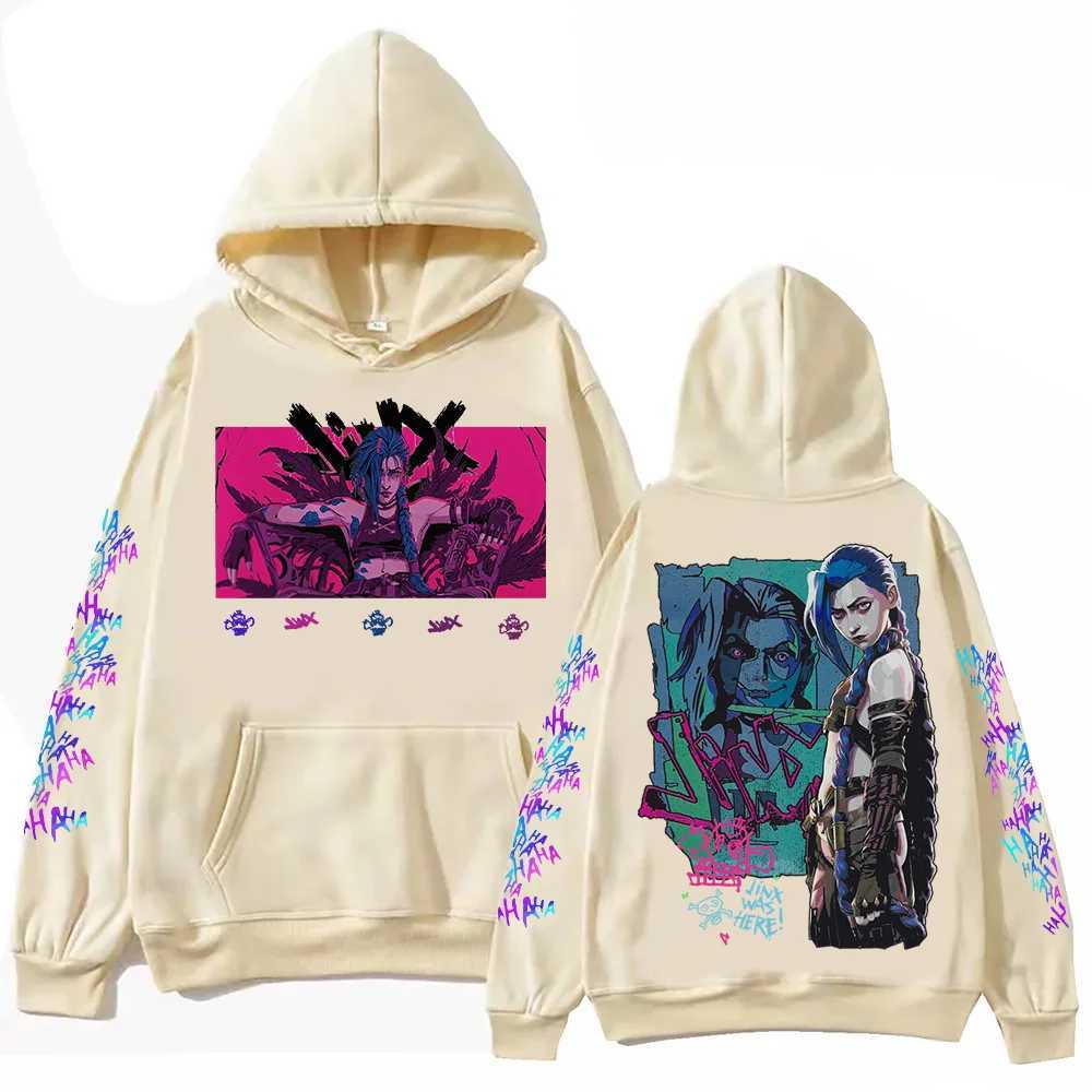 Hot Anime Jinx Arcane Hoodie Harajuku Hip Hop Zipper Top Pop Music Sportswear Fan Gift W250429