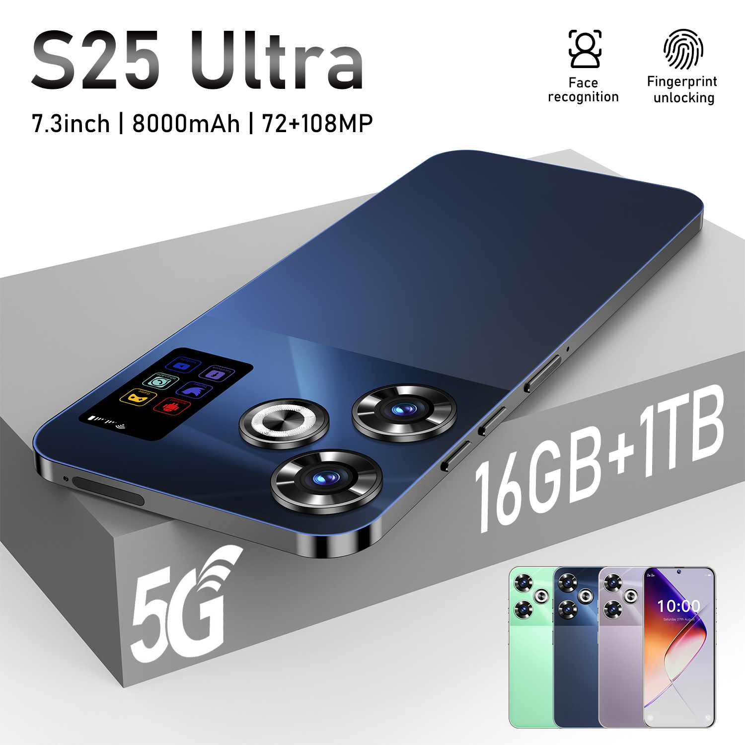 S23 24 25 Ultra 5G Smartphone 6.9-inch Screen 16GB + 1TB android Octa Core Punch-hole Full touch screen Face ID Unlocked mobile phone Camera GPS HD Di - view 7