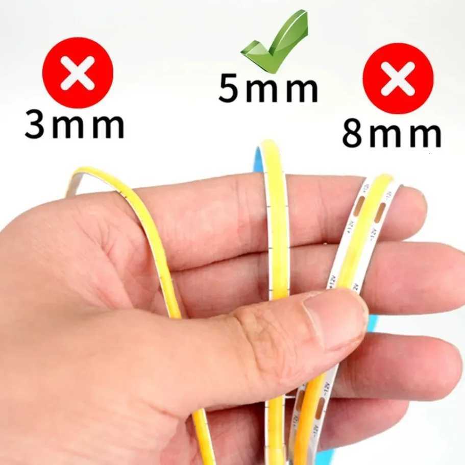 DC 5V/12V USB COB Strip 5mm 400Leds/M White/Ice Blue/Neutral light/Warm Flexible Ribbon Rope Night Lamp TV Backlight LED Strip M251129