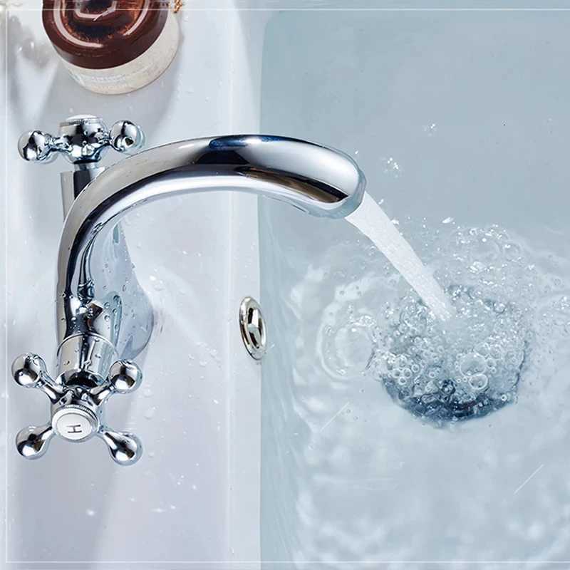 Antique Brass Bidet Shower Basin Faucet Dual Cross Handles Hot Cold Water Mixer Tap Spout Kitchen Bathroom Toilet Water Tap M251129