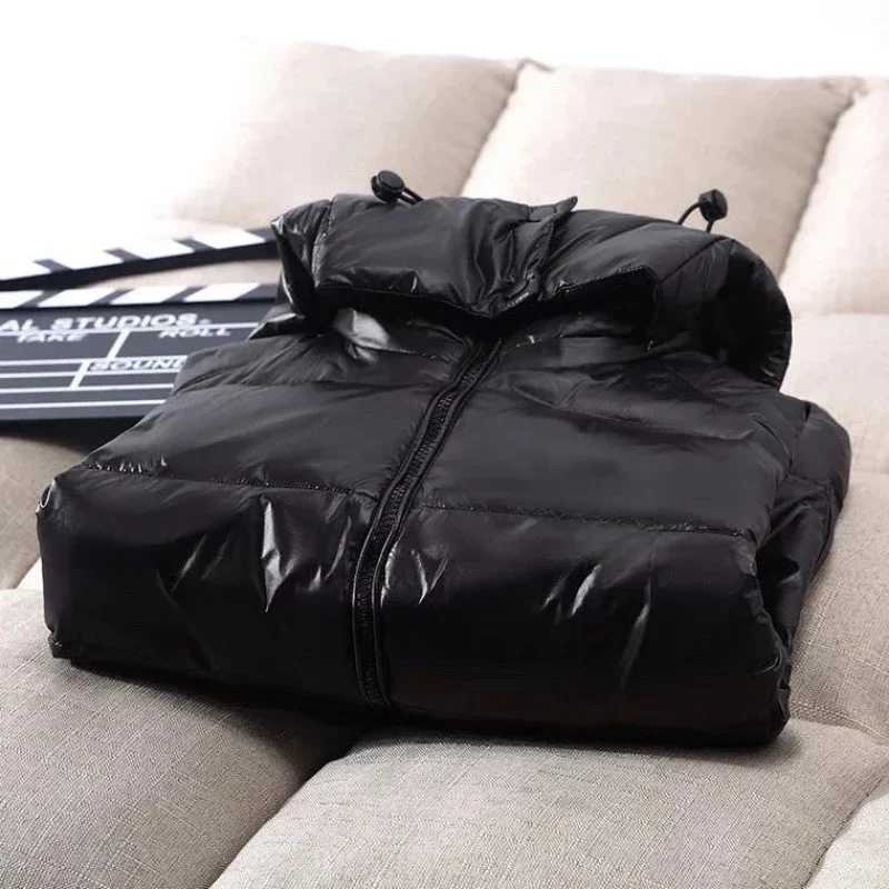 Men Hooded Sleeveless Puffer Jackets New Winter Goose Down Vests Coats Quality Male Shiny Casual Down Coats Unisex Winter CoatsT251129