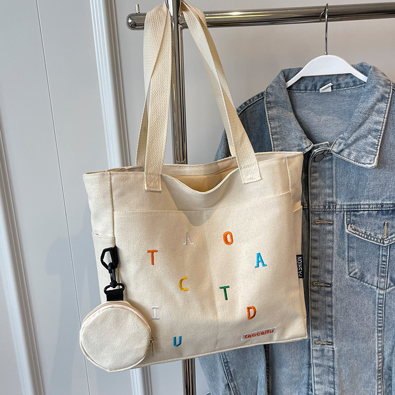 Large Capacity Canvas Bag for Women New Tote Bag for Women Ins College Students Single Shoulder Handbag for Class 241029