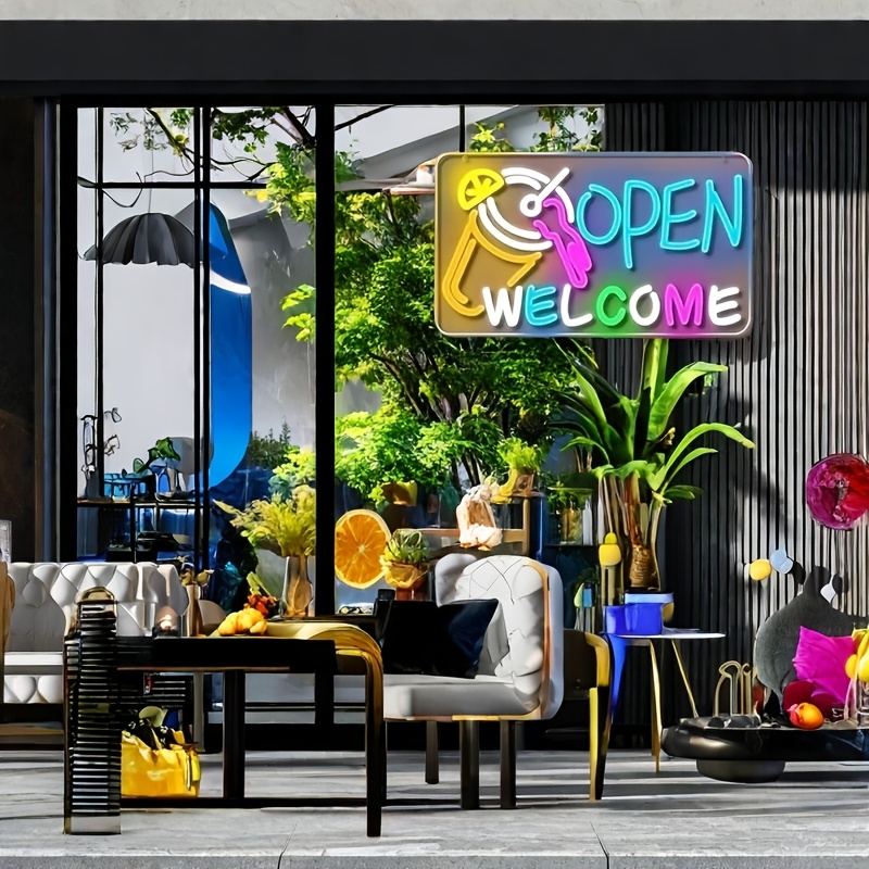 Open Signs for Business, Super Bright LED Neon Open Sign -Electric Light-Up Sign with ON/OFF Switch, Suitable for Coffee Shops, Salons, Bars, and Wind