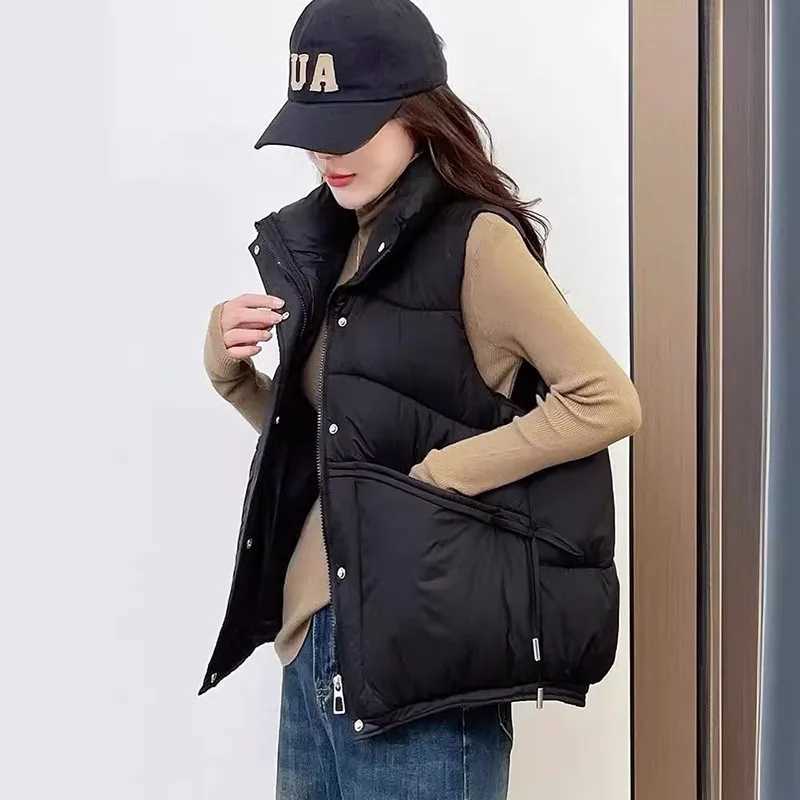 Down Cotton Womens Vest 2025 New Fashion Waistcoat Versatile Autumn Winter Solid Color Waistcoat Warm Jacket Womens Vest H522T251129