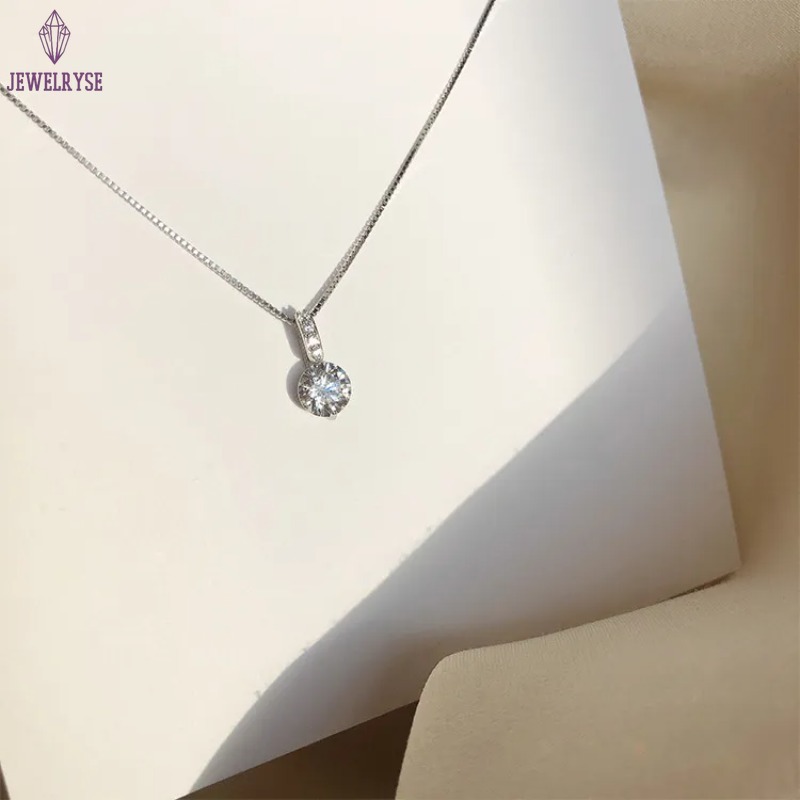 1CT Simple Fashion Diamond Pendant Sweet Cute Jewelry 925 Sterling Silver Soltaire White 5A Cubic Zircon Gemstones Party Beach Women Clavicel Necklace